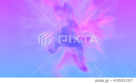 Turbulent swirl of two neon color smokes cyan and violet in retro disco style. 3D illustration 43005207