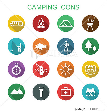 camping long shadow icons 43005882