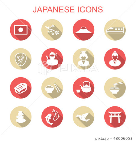 japanese long shadow icons 43006053