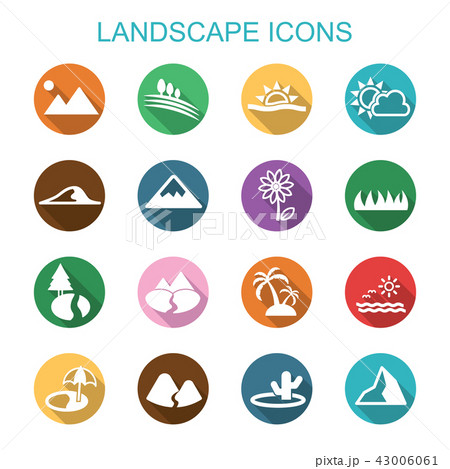 landscape long shadow icons 43006061