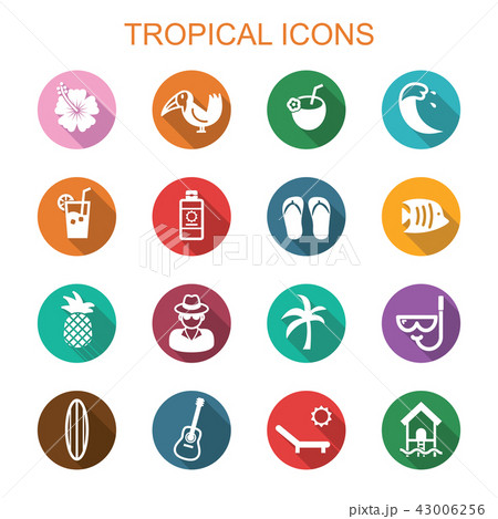 tropical long shadow icons tropical long shadow icons 43006256