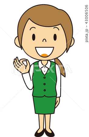 事務員さんとolさんの立ち姿 Okポーズ のイラストです イラストレーターみやもとかずみのちょこっとブログ