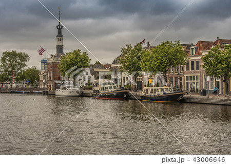 Boats moored city of Alkmaar. netherlands holland 43006646