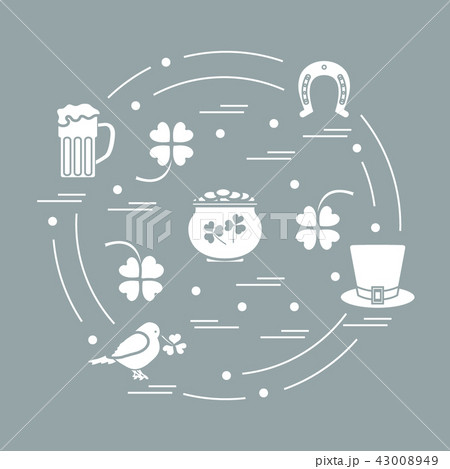 different symbols for St Patrick's Day arranged in 43008949