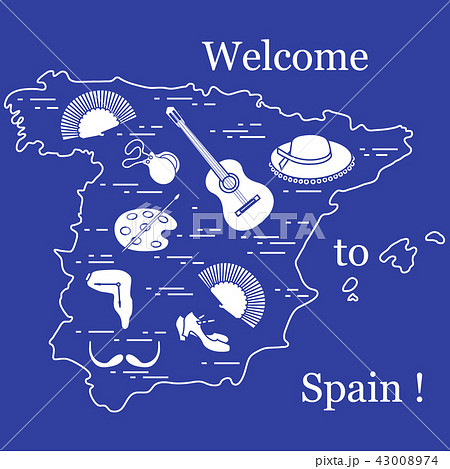 various symbols of Spain arranged in a circle various symbols of Spain arranged in a circle 43008974