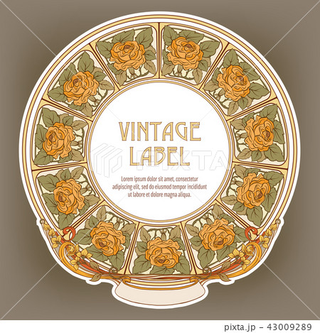 Round Vintage Frame Label for Products or Cosmetics 43009289