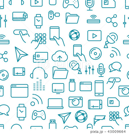 Different tech icons vector seamless pattern Different tech icons vector seamless pattern 43009664