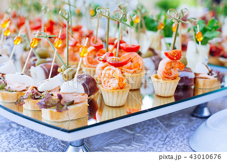 catering banquet table with different food snack catering banquet table with different food snack 43010676