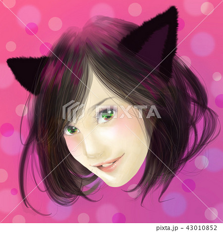 女性 ネコ 猫耳 ネコミミ ケモミミ コスプレ 美人 顔 顔面 猫 猫娘 きれい キャッツアイのイラスト素材