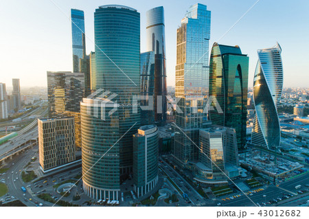 Aerial view of Moscow in summer, Russia. Modern skyscrapers. 43012682