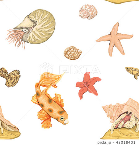 Sea world seamless pattern 43018401