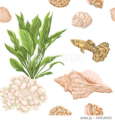 Sea world seamless pattern 43018402