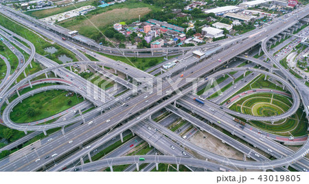 Aerial view highway road intersection. 43019805