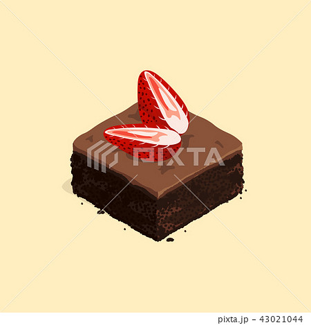 Isometric Strawberry Brownie Chocolate Cake Vectorのイラスト素材