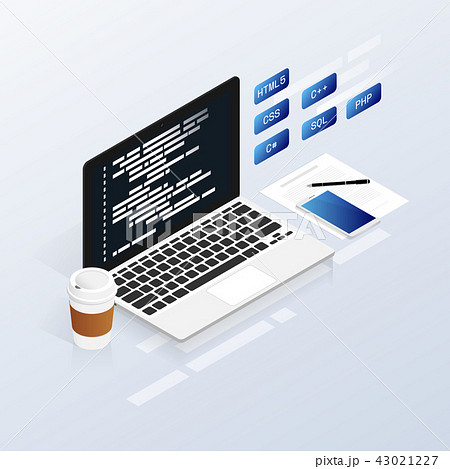 programmer coding binary computer isometric vector programmer coding binary computer isometric vector 43021227
