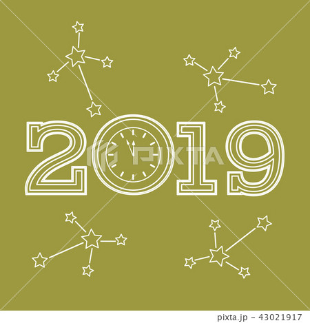 Vector new year background with clock and stars 43021917