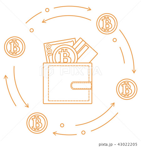 Purse with banknote, credit card and bitcoin 43022205