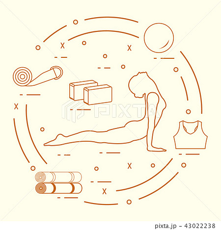 Woman yoga pose, bamboo and various tools for 43022238