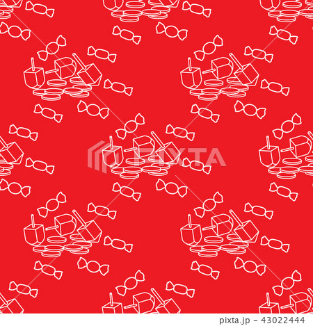 Seamless pattern with dreidel, coins, sweets Seamless pattern with dreidel, coins, sweets 43022444