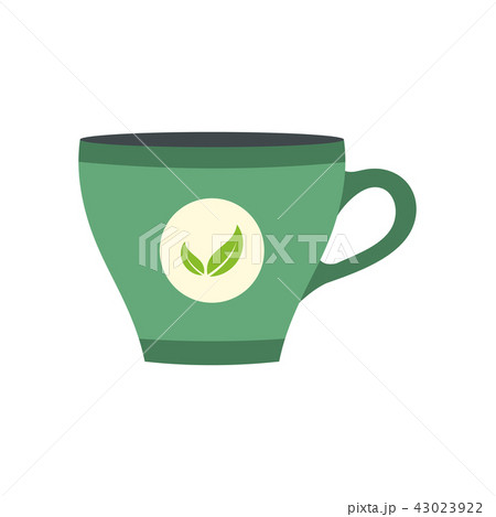 Green tea cup flat icon 43023922