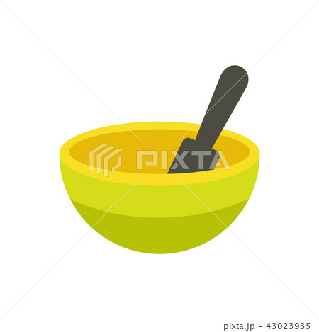 Yellow mortar and pestle flat icon  43023935