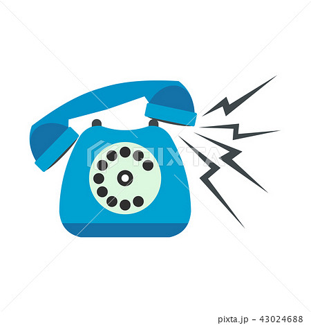 Ringing blue stationary phone flat Ringing blue stationary phone flat 43024688