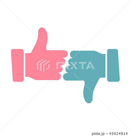Hands showing thumbs up and down flat icon 43024914