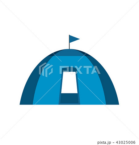 Blue dome tent flat icon 43025006