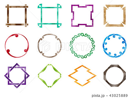 和風フレームセット1　水彩 43025889