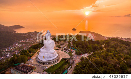 aerial view sweet sunset at Phuket big Buddha aerial view sweet sunset at Phuket big Buddha 43026637