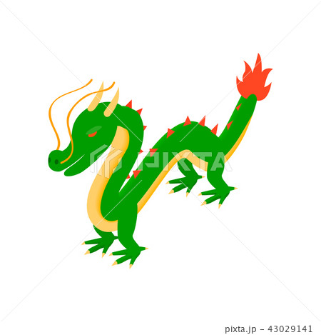 Green chinese dragon icon, isometric 3d style Green chinese dragon icon, isometric 3d style 43029141
