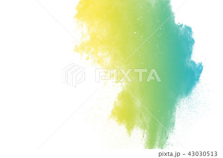 Bizarre form of color powder explosion on white Bizarre form of color powder explosion on white 43030513