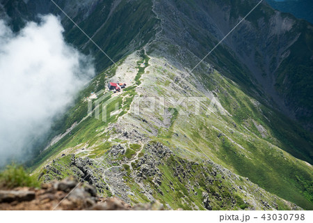 北岳から北岳山荘の稜線 北岳から北岳山荘の稜線 43030798