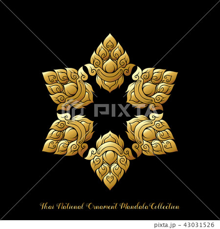 Gold mandala of traditional Thai ornament. Stock illustration. 43031526