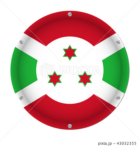 round metallic flag of Burundi with screws