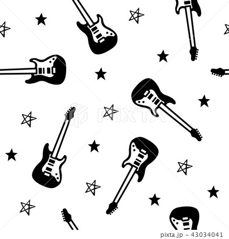 シームレスパターン ギターのイラスト素材