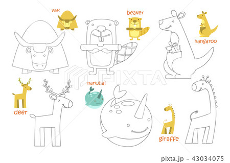 Kids coloring page set Kids coloring page set 43034075