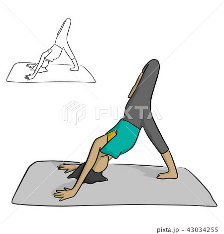 Woman practicing yoga on a gray mat vector  43034255