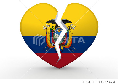 Broken white heart shape with Ecuador flag Broken white heart shape with Ecuador flag 43035678