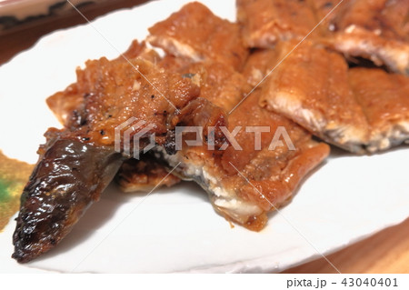 素朴で自宅盛付の「鰻のかば焼」 43040401