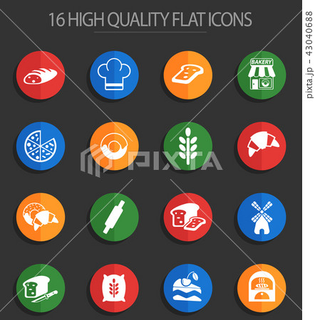 bakery 16 flat icons 43040688