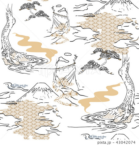 Mountain and nature hand drawn vector Mountain and nature hand drawn vector 43042074
