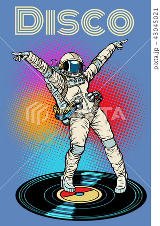 Disco. Woman astronaut dancing 43045021