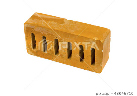 red clay brick with holes isolated on white 43046710