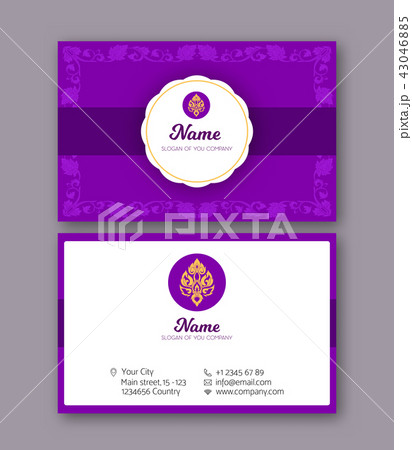 A template for the two sides of the  business card, decorated wi 43046885