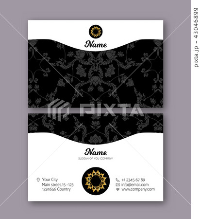 A template for the two sides of the business card, decorated wi A template for the two sides of the business card, decorated wi 43046899