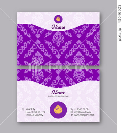A template for the two sides of the  business card, decorated wi 43046925