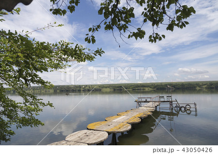 Beautiful summer landscape in the wide river. Beautiful summer landscape in the wide river. 43050426