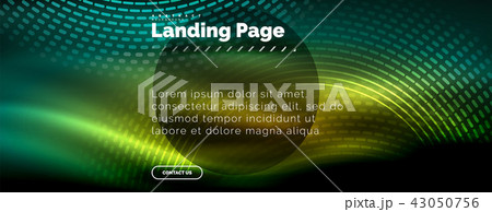 Neon glowing techno lines, hi-tech futuristic abstract background template with circles, landing 43050756