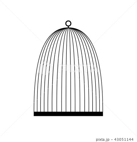Bird cage sign. Vector. Filled black icon at white background. I 43051144